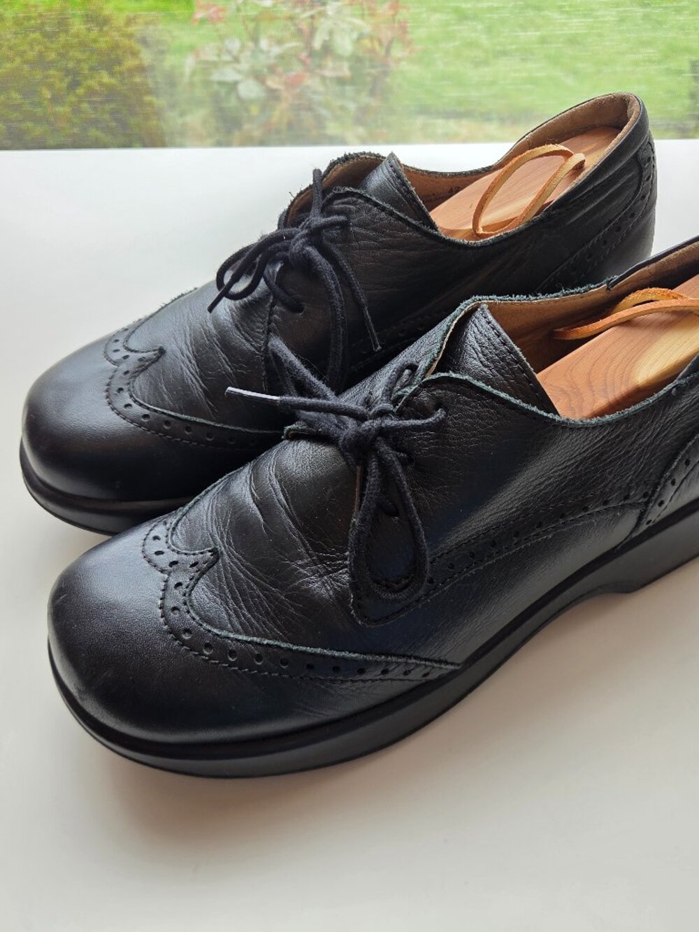 Dromedaris Hornbill Leather Comfort Lace Up Oxfords Size EU 42 Black Wingtip